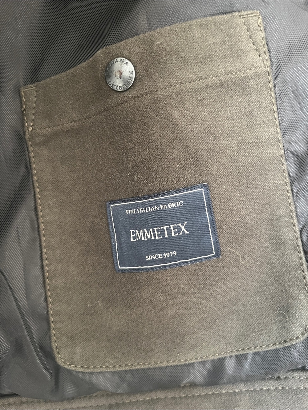Banana Republic Olive Green Suede Jacket, EMMETEX fine Italian fabric, Men’s MED - Picture 6 of 8